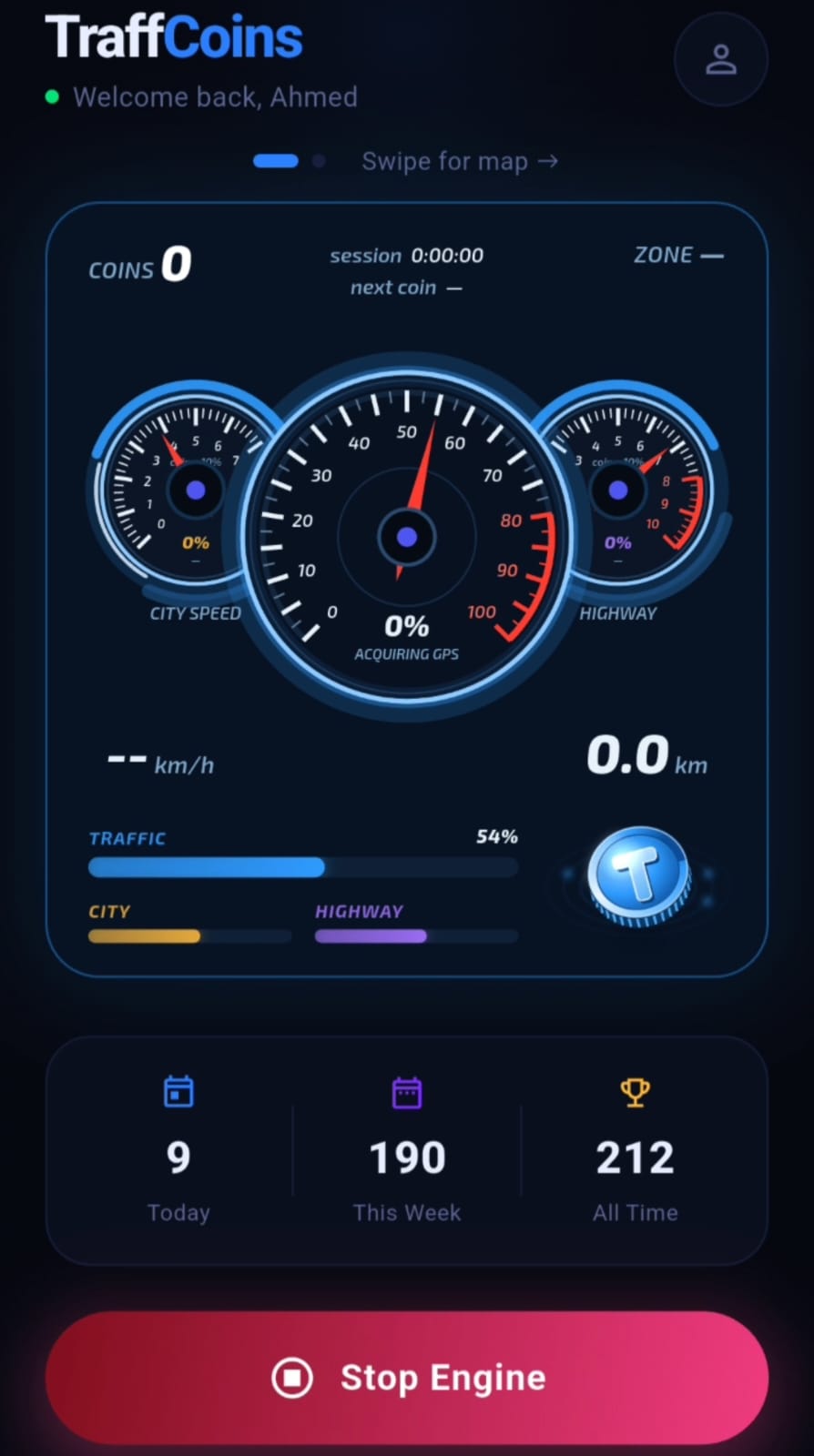 TraffCoins app screen